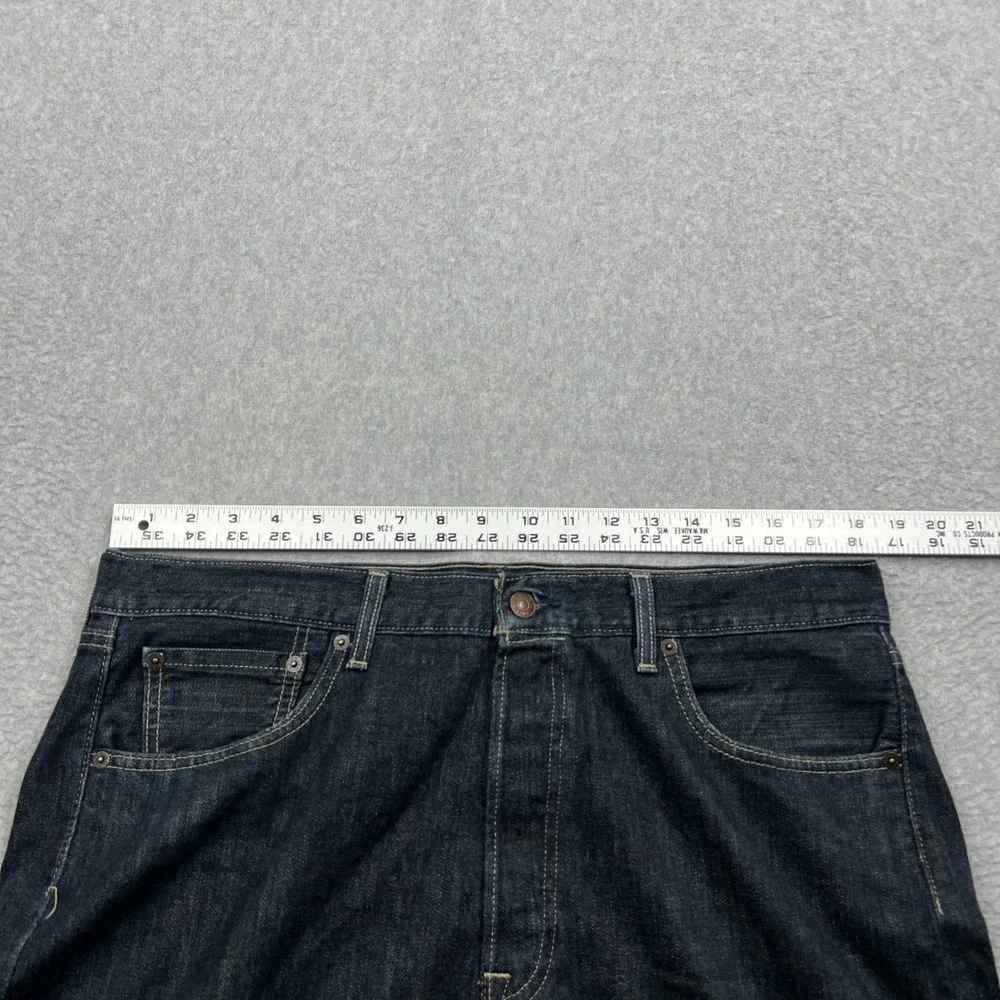 Levi's 501 Jeans Mens 36x32 Blue Dark Wash Straight Leg Button Fly Denim Red Tab